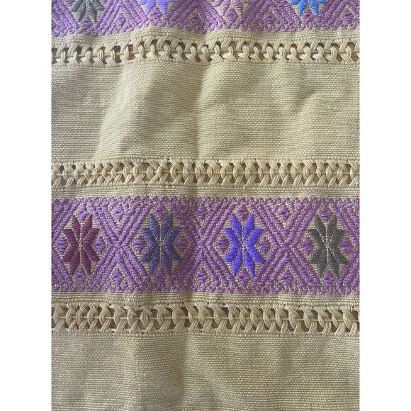 Embroidered Woven Colorful Fabric Boho Braided Handles Shoulder Tote Bag NWOT - Picture 4 of 8